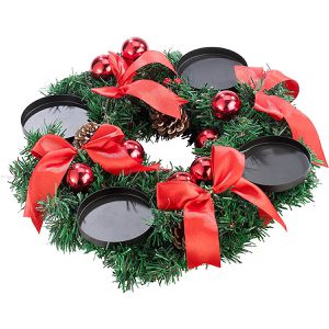Böttcher-AG Weihnachtskranz NX6642910, Ø 30 cm, Tannenzweige aus Kunststoff, mit 4 Kerzenhaltern