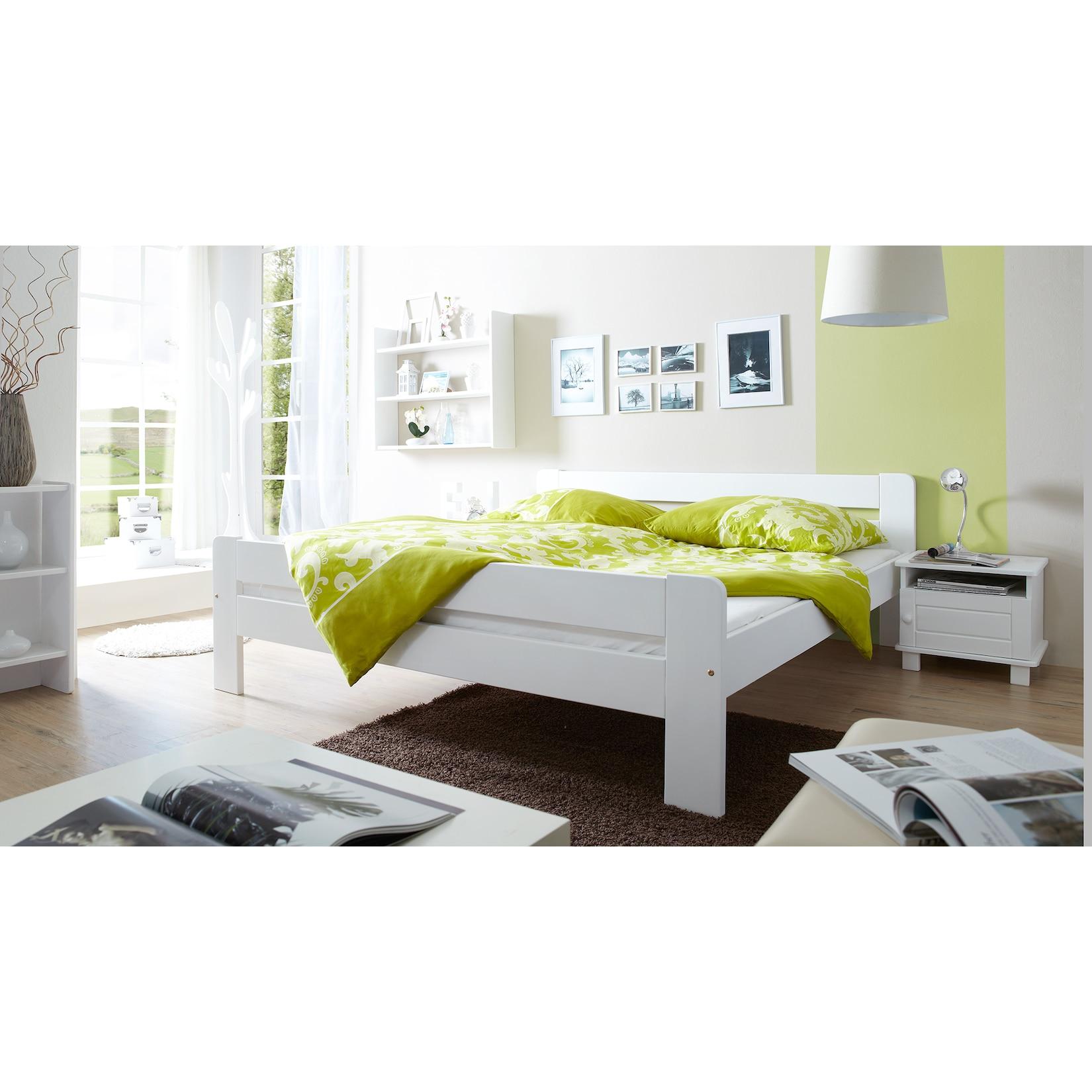 TiCAA Einzelbett "Bert" Kiefer Weiß