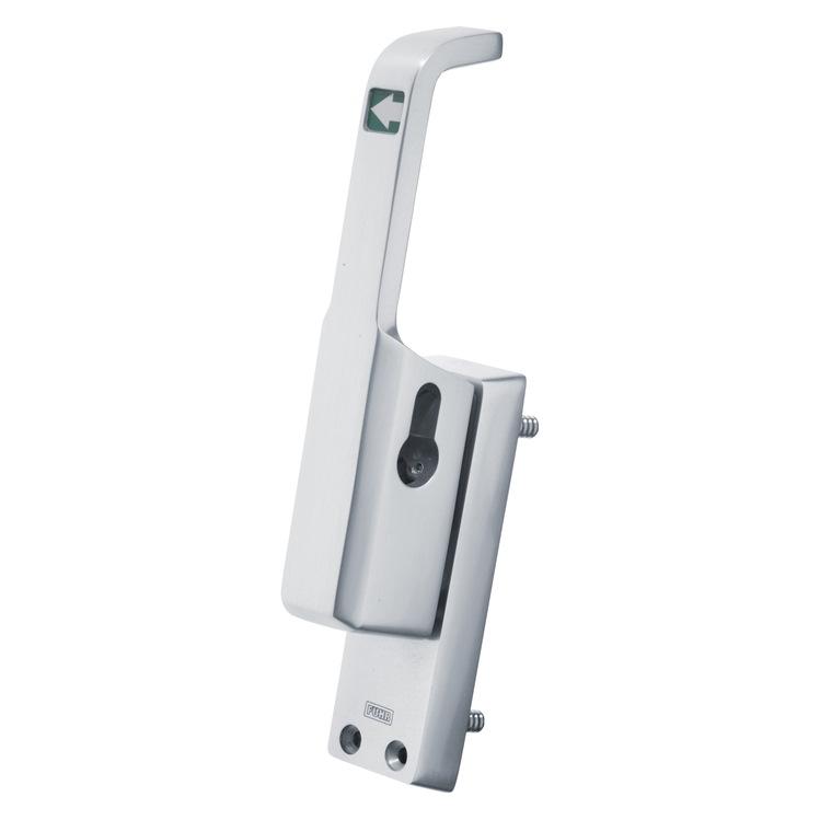 Fuhr Türtreibriegel 982 DIN links silber eloxiert Leichtmetall 23 mm Rundstange 10 mm (TP982LE)