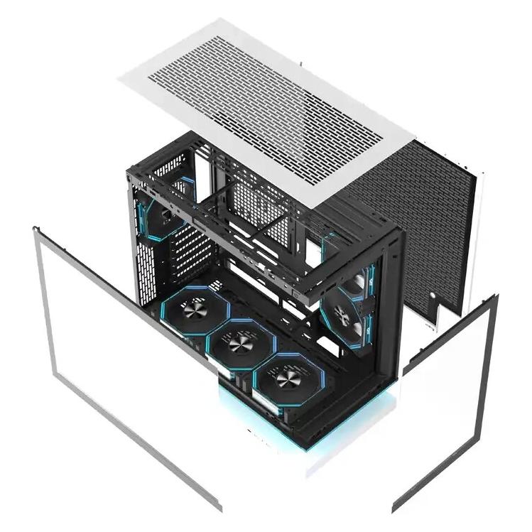 Darkflash Tech DarkFlash F1 ATX-Gehäuse + 6 Lüfter (weiss) (ATX, mATX, Mini-ITX) (F1 ATX White +6F)