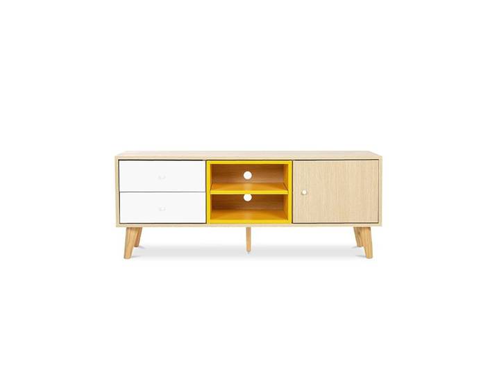 Meuble TV en Bois - Design Scandinave - Erica Jaune