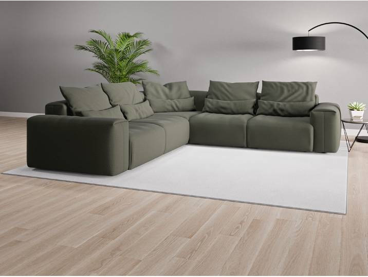 Ecksofa Denver Nr. 2 - Grün (Waldgrün) - Softwolle