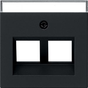 Gira Zentralplatte System 55 2640005, für Netzwerkdosen, schwarz matt
