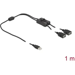 Delock Kabel USB Typ-A Stecker zu 2 x USB Typ-A Buchse mit Schalter 1 m