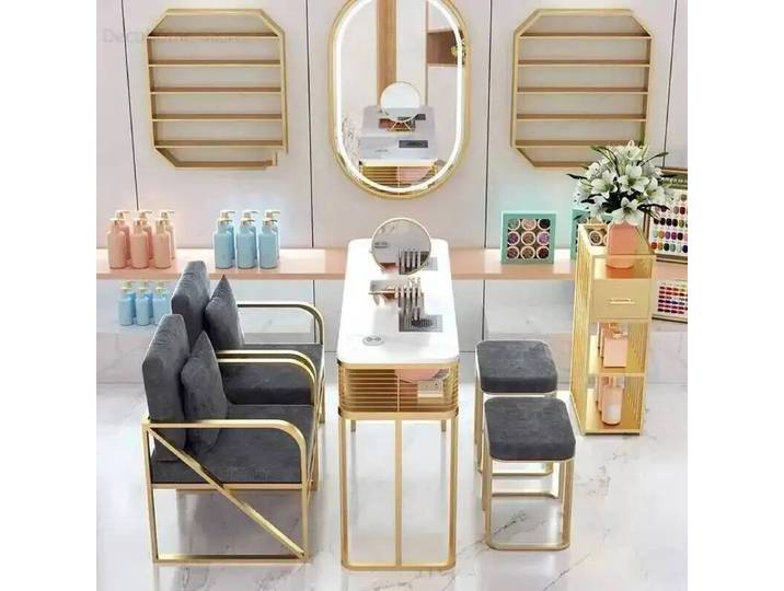 Meubles de luxe ongles Tables de Salon nordique beauté commerciale ongles bureau avec aspirateur minimaliste ménage manucure Table D