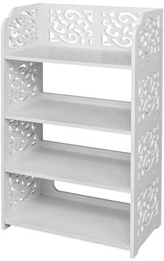 FCH White 4-tier Shoe Rack Organizer Storage Shelf