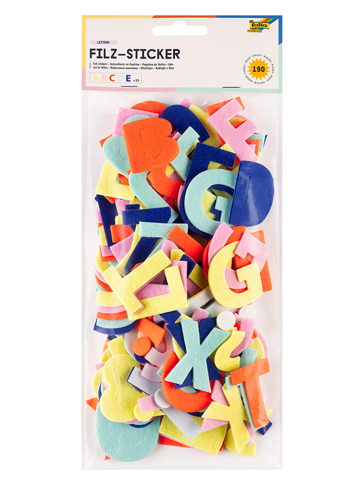 folia PAPER Filz-Sticker "Buchstaben" - ab 5 Jahren - 190 Stück - onesize