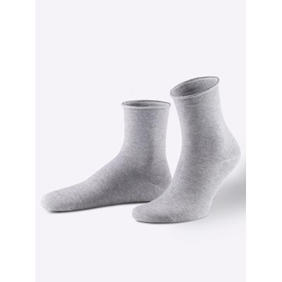 Socken WÄSCHEPUR, Damen, Gr. 2, Normalgrößen, grau (grau, gemustert), 80% Baumwolle, 18% Polyamid, 2% Elasthan, Socken Socken