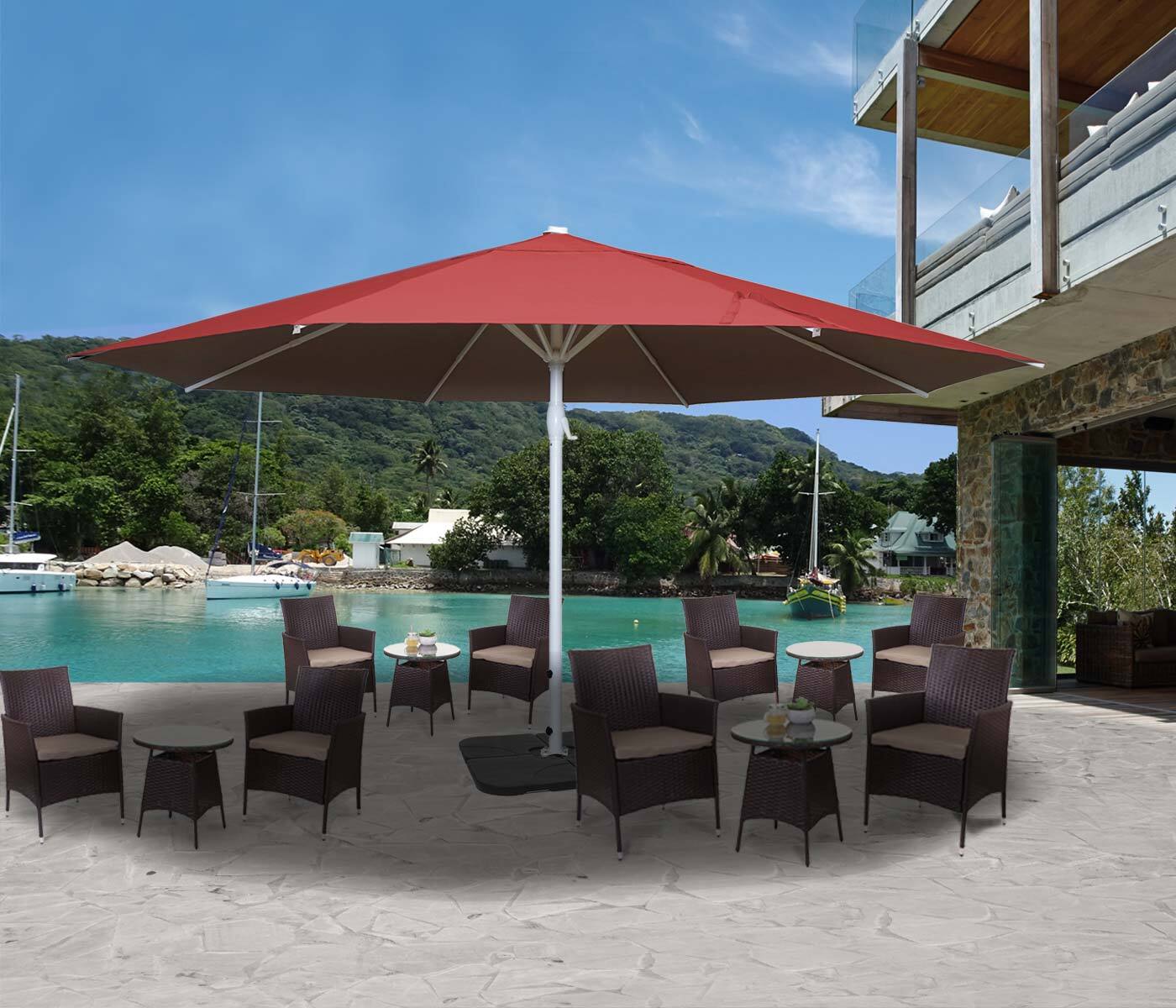 Sonnenschirm Carpi II, Gastronomie Marktschirm, Ø 5m Polyester/Alu Mast weiß 28kg rot mit Ständer