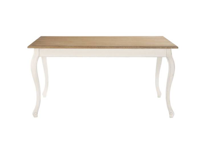 Esstisch aus Kiefernholz und cremefarbenem Eichenfurnier, L 160 cm