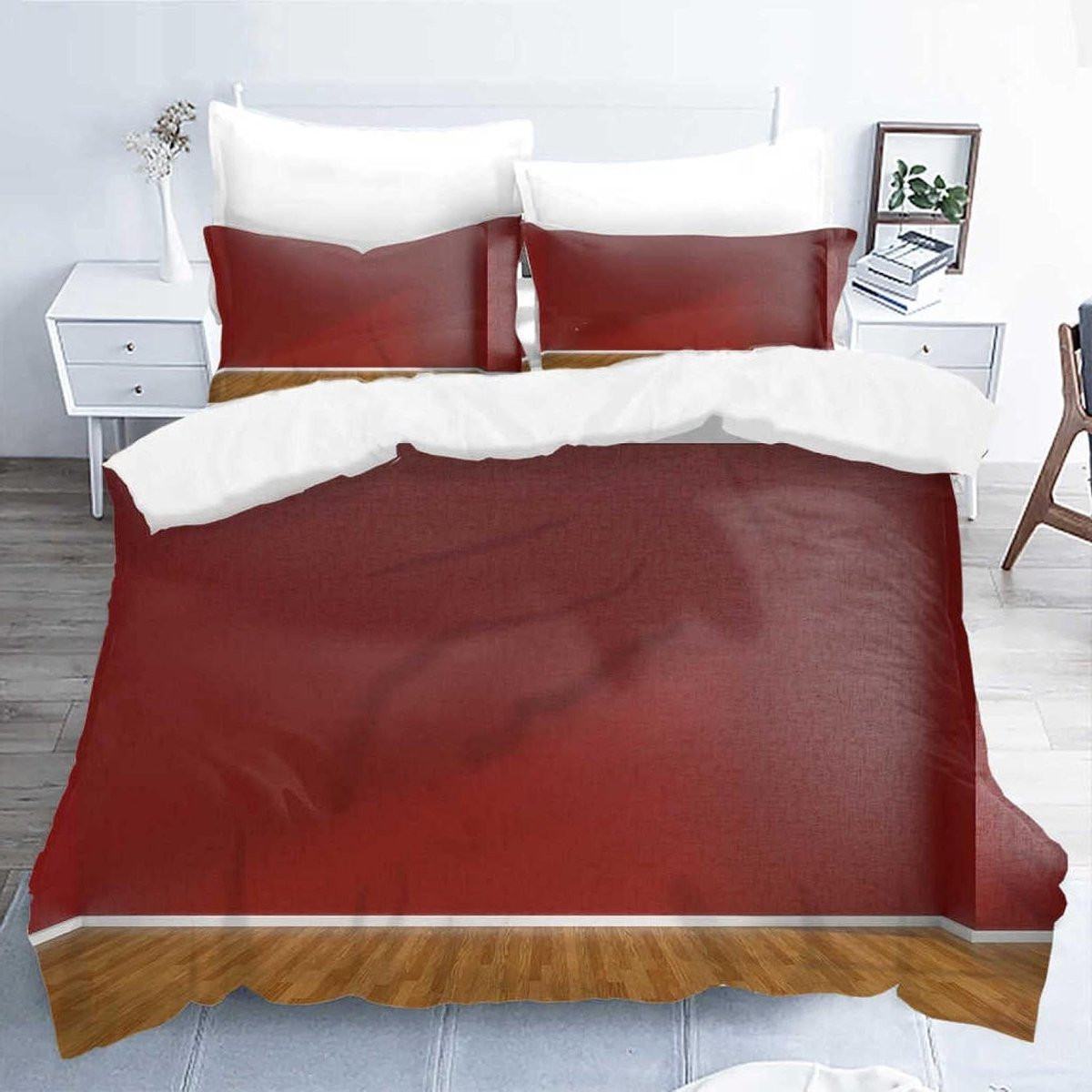 Dekbedovertrek Set Microfiber Donkerrood 135x200 cm