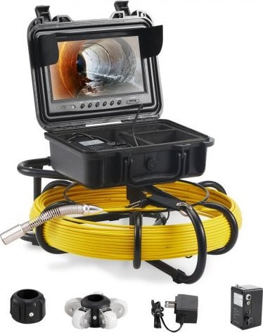 VEVOR Pijpinspectiecamera met 9 inch scherm, 50m kabel, 1 megapixel 720p endoscoopcamera, IP68, zwart