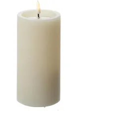 LED Kerze UNIQUE Rustik-Optik Echtwachs 7,5x15cm bis 1500Std creme