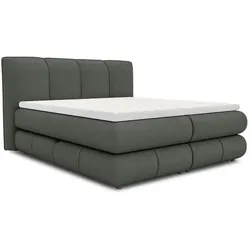 Boxbett Alberto 180 x 200 cm Stoff Grau Dunkelgrau
