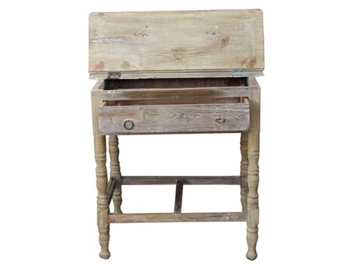 Beistelltisch mit Schubfach, handgearbeitet, Messingdekore, Modell 61