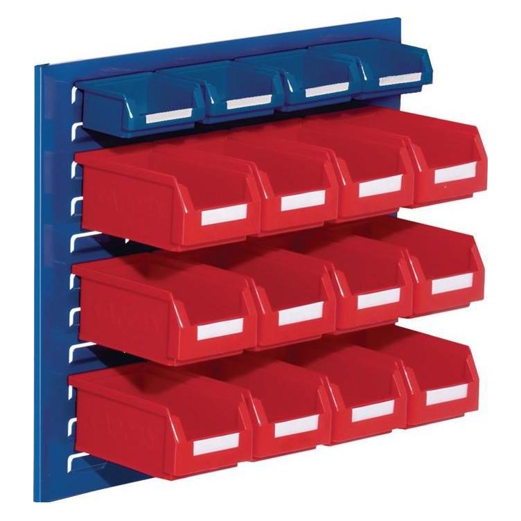 Rasterplan Sichtlagerkastenset H450xB500xT250mm Stahlblech/Polyethylen Kunststoffbeschichtung blau + rot 12... (4225.51.0521)