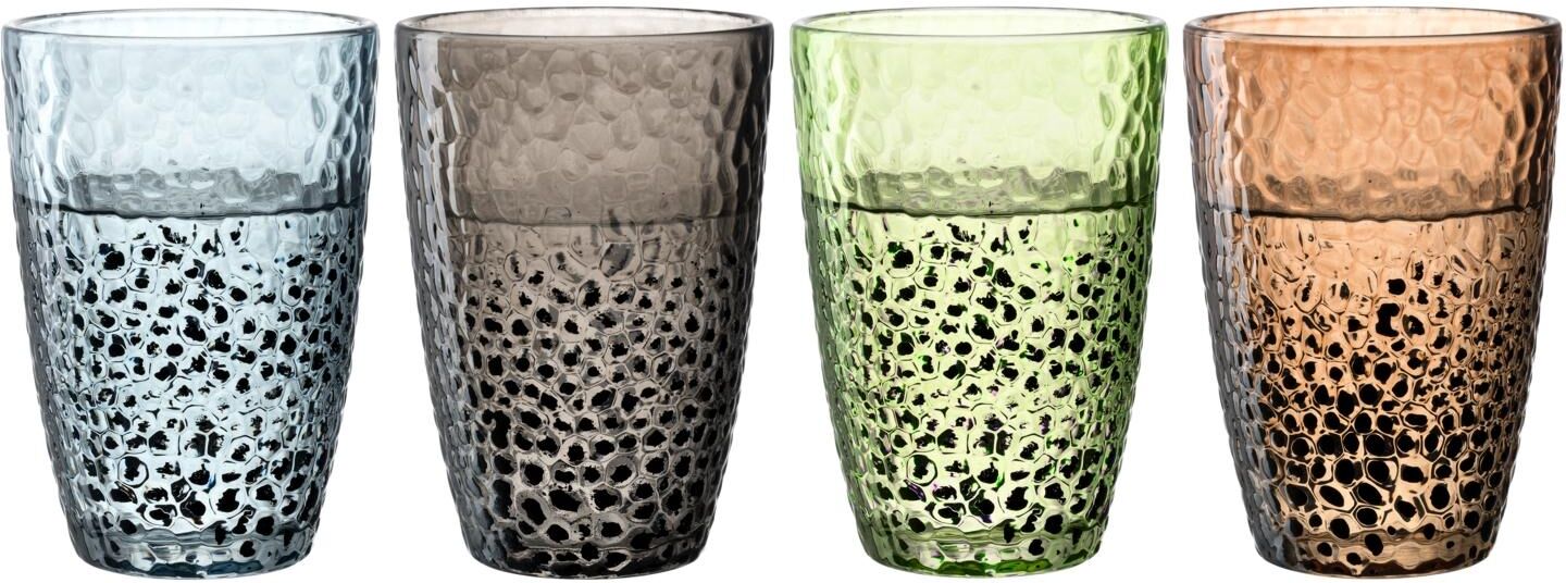 Glas LEONARDO "Matera 340ml assortiert", bunt (mehrfarbig), H:12cm Ø:8cm, Glas, Trinkgefässe, Glas mehrfarbig Ø 8cm x 12cm, 340ml