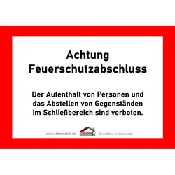 Aufkleber Achtung Feuerschutzabschluss