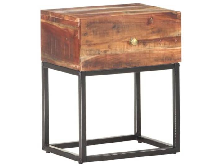 smnyxs Nachttisch, 40 x 30 x 50 cm, Akazienholz, unbehandelt Beistelltisch, Basis aus Eisen, Schublade, industrieller Stil, Massivholz, einzigartige natürliche Maserung