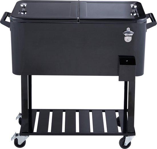 Kühlbox mit Handgriff - Rollende Kühlbox - 80 Liter - Schwarz