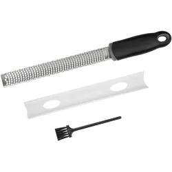 Intirilife Handreibe aus Edelstahl in Schwarz - 32.5 x 2.5 cm -  Käsereibe Zesteur Zestenreißer Zitrusreibe Hobel zum Kochen Verfeinern und Dekorieren