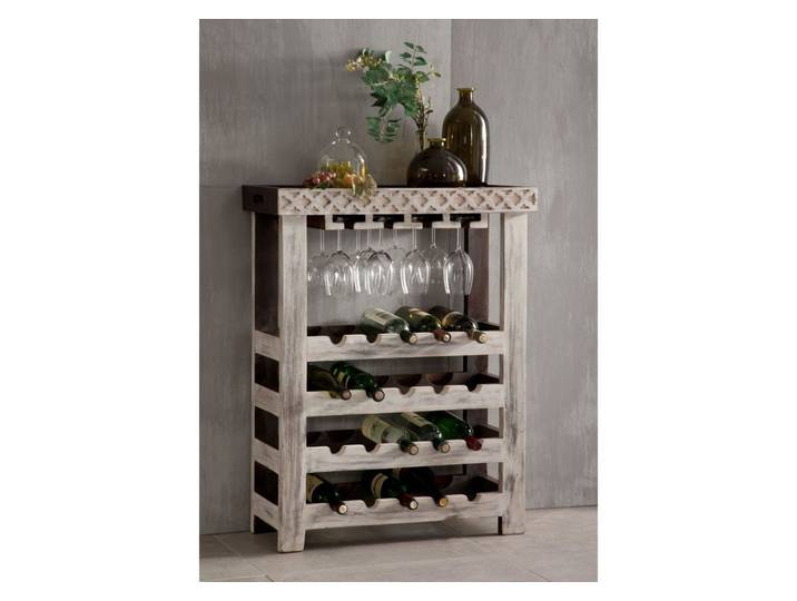 Étagère à vin 70x30 Manguier ciré Blanc antique CASTLE-ANTIK #277