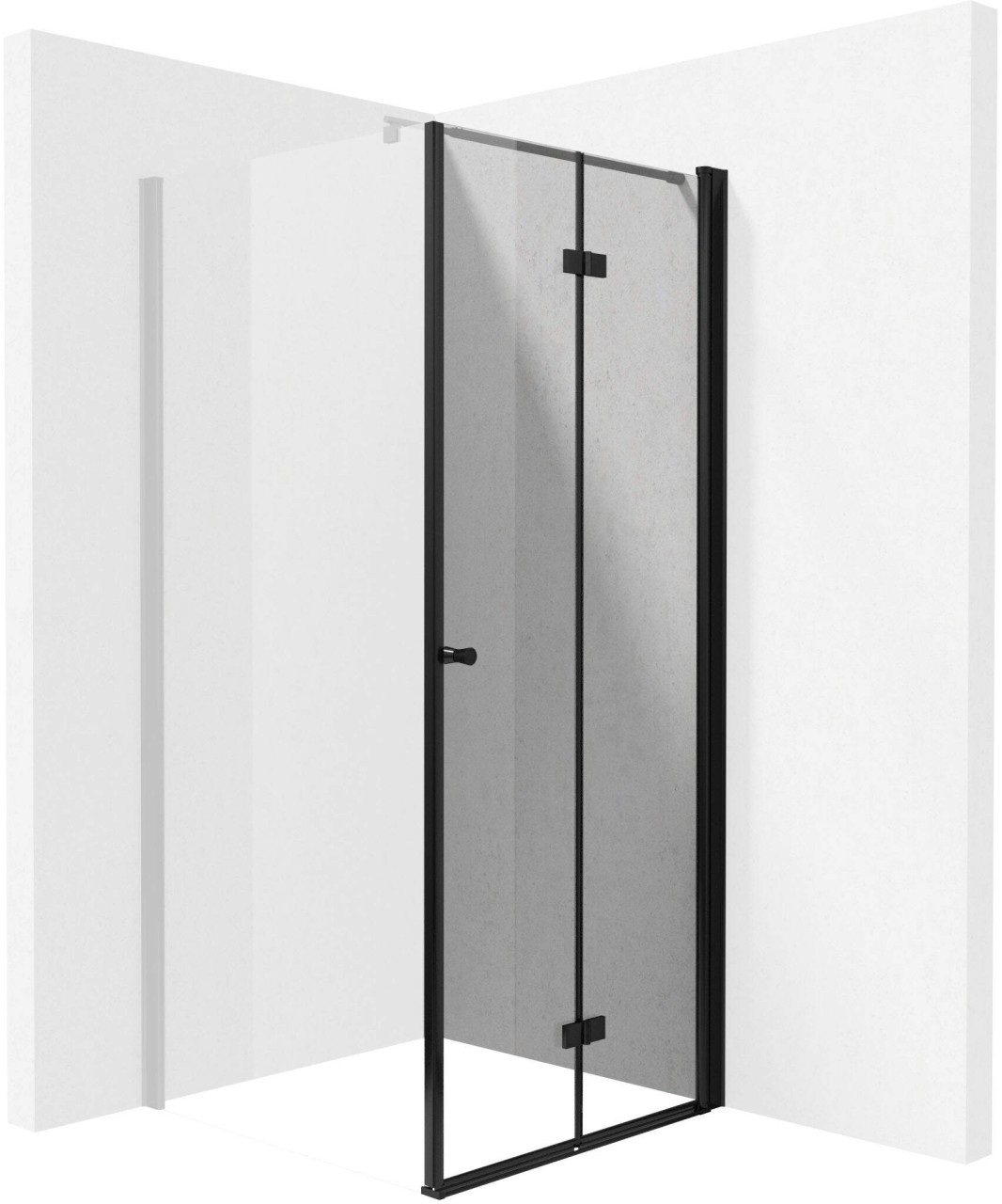 Neuesbad Dusche Tür, ein Teil, Weißglas transparent mit Abdeckung, Schwarz, 100 cm NB1DEKTSXN43P1