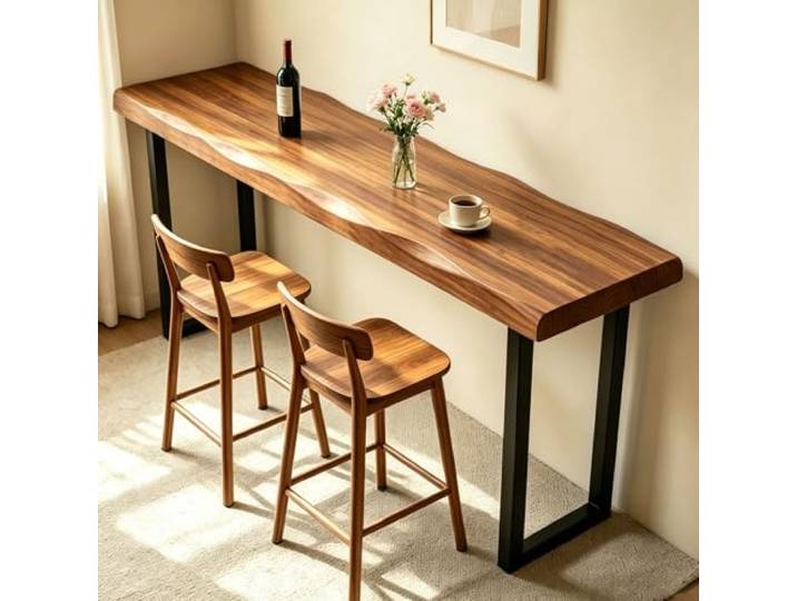 Ahtadums 5cm Dicker Bartisch aus Massivholz – Langer Bartisch, Geeignet für Küchen, Cafés und Bars; Hocker Nicht im Lieferumfang enthalten