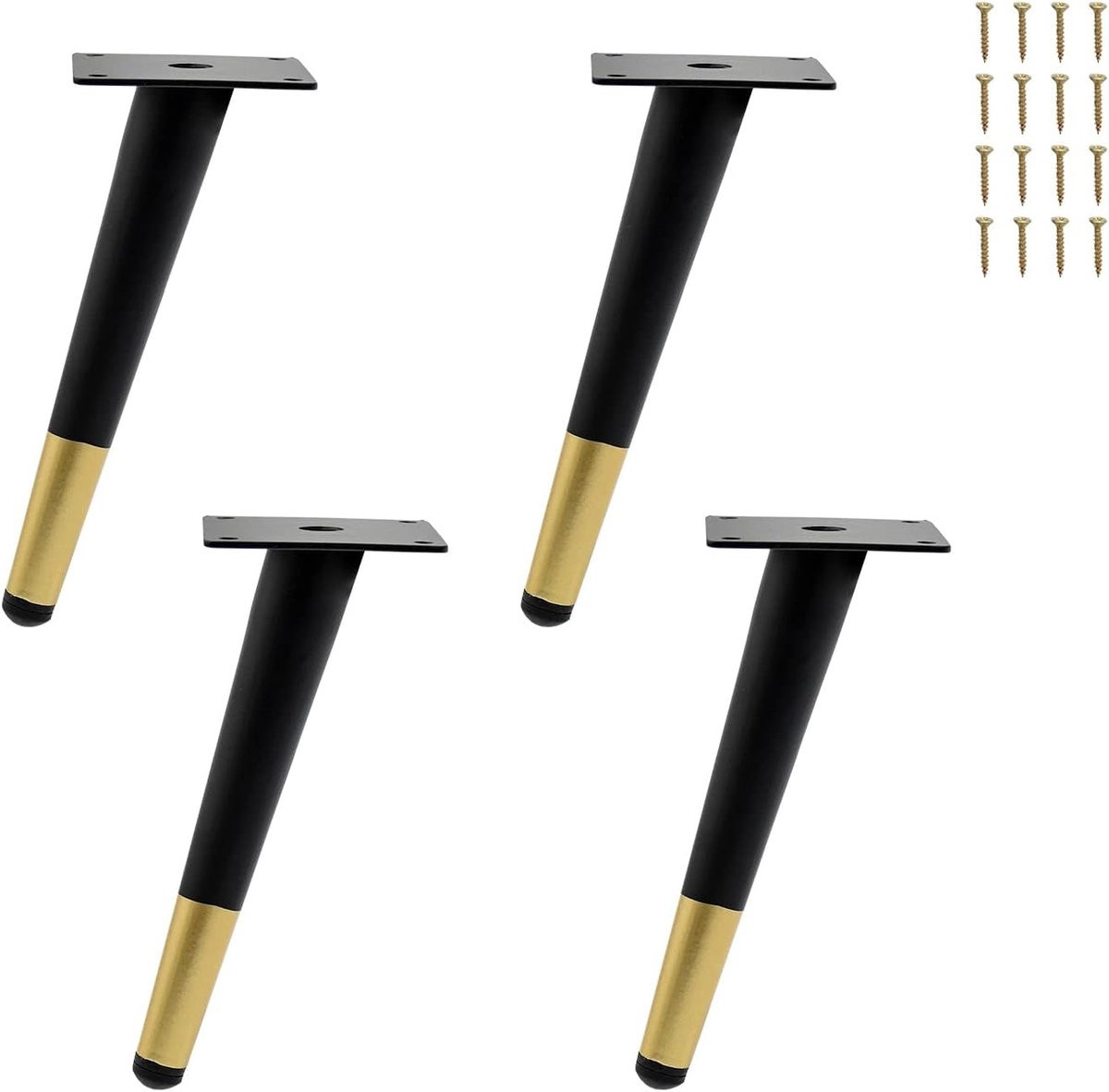 Set van 4 zwarte schuine tafelpoten voor meubels, 20 cm