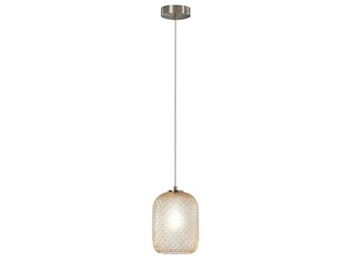 ECO-LIGHT Pendelleuchte ASHFORD Relief Kristall Rauchglas Lampenschirm transparent Amber, 20cm x Ø15cm