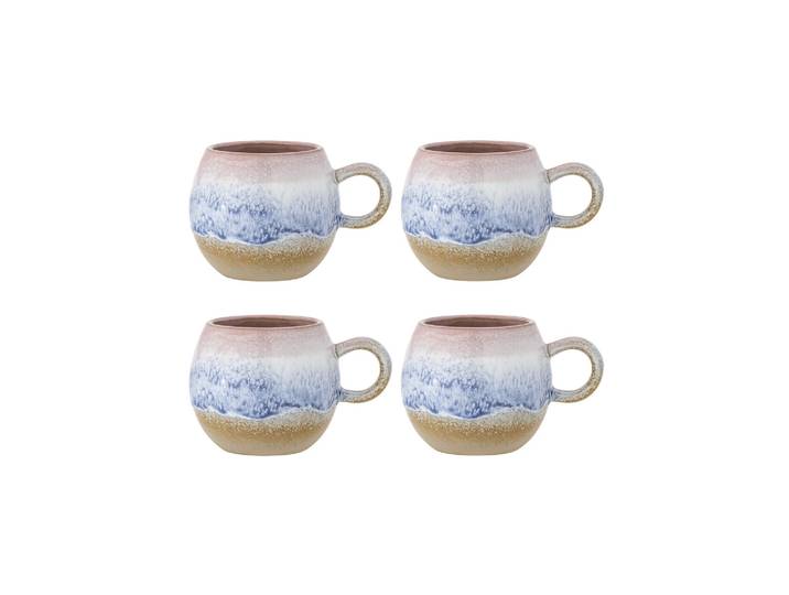 Lot de 4 tasses en grès rose Paula