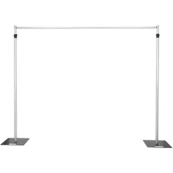 Eurolite MCS-3148 Mobile Curtain Stand – variabler Aluminium-Vorhangständer 2,5-4,8 m, DJ Möbel, Silber