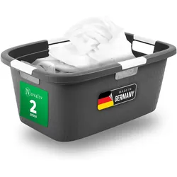 Novaliv 2 Stück Wäschewanne mit 4 Griffen 40L Anthrazit , Wäschebox Set Wäscheeimer Wäschebehälter für Bad Wäsche Schmutzwäsche , Wäschewannen Laundry Basket Haushalt Korb Sammler Box