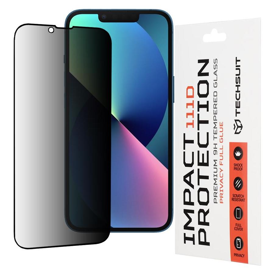 Techsuit - 111D Privacy Full Glue - iPhone 13 / iPhone 13 Pro / iPhone 14 / iPhone 16e - Black (Apple iPhone 13, Apple iPhone 13 Pro, Apple iPhone 14, Apple iPhone 16e) (56349885)
