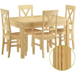 Erst-Holz Sitzgarnitur mit Tisch und 4 Stühle Kiefer Massivholz Vollholzmöbel 90.70-51 C-Set 23