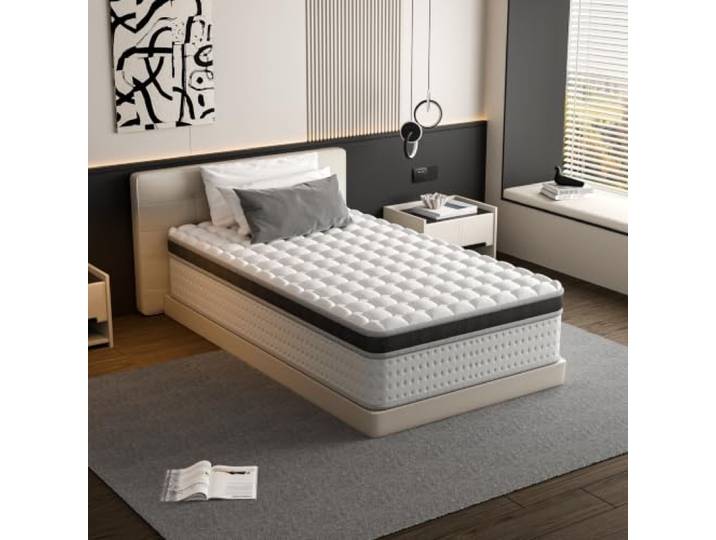 TEENO Hybrid-Matratze, 90 x 190 x 30 cm, Memory-Schaum, Taschenfedern, hypoallergen, Anti-Pilling