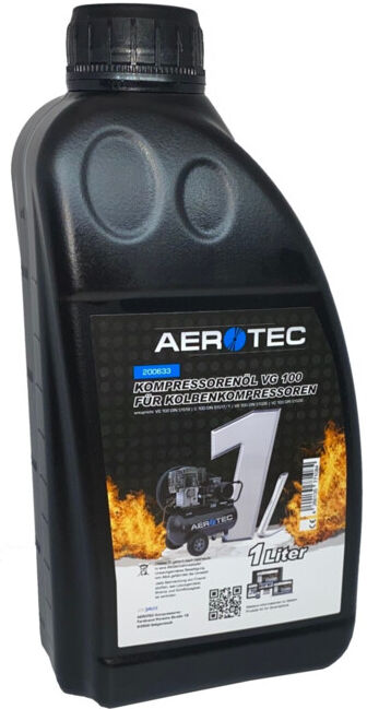 Huile pour compresseur Aerotec VG 100 pour compresseurs à piston 1 litre (200633)