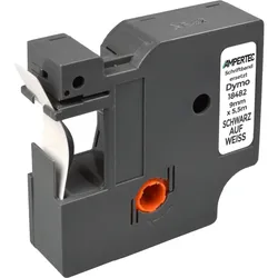 Label Band kompatibel zu Dymo IND 18482 (S0718240) schwarz auf weiß 9mm x 5,5m Polyester permanent