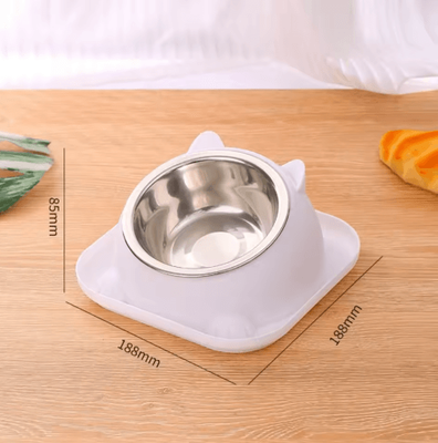 Inspire Picks Stainless Steel Anti Spill Cat Bowl Non Slip Pet Food & Water Feeder white 1set