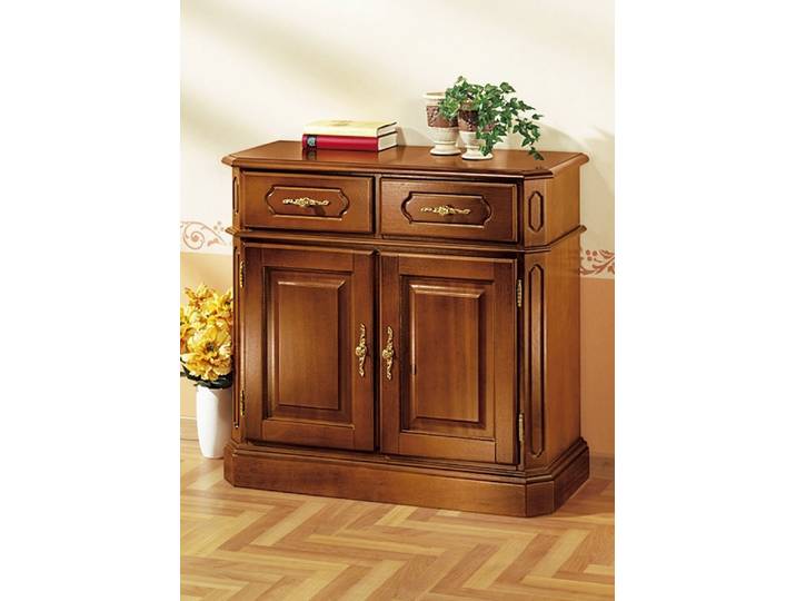 Kommode mit eleganten, goldfarbenen Metallgriffen, Nussbaum, Kommode 2-türig