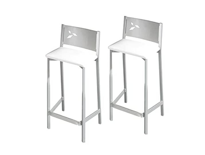 ASTIMESA Zwei Hocker für die Küche, 60 cm, Kunstleder, Weiß