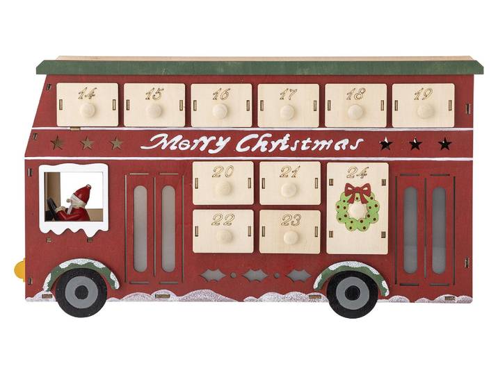 BLOOMINGVILLE Calendrier Edward avec éclairage\, rouge\, contreplaqué L37 x H21 x P11\,5 cm 82061118