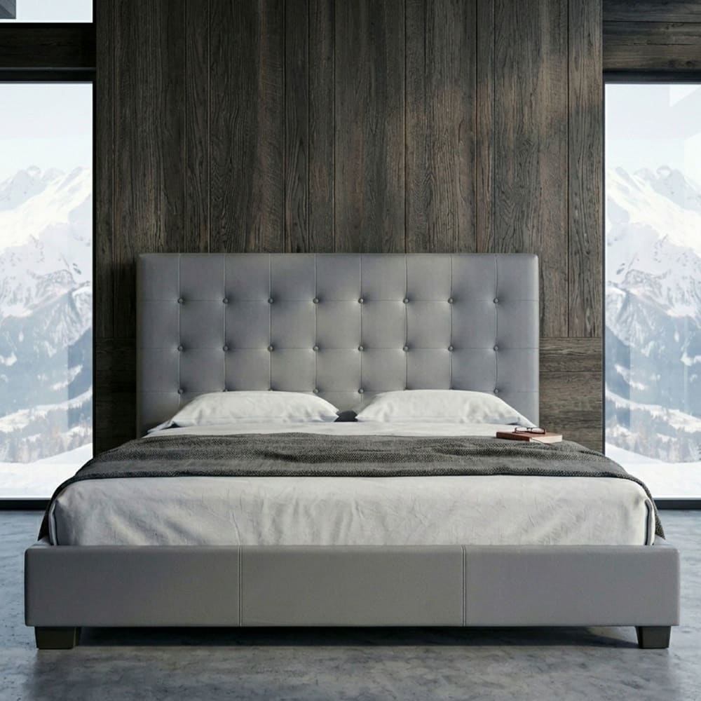 Menzzo Tête de lit 180cm gris Gris 183x120x11cm