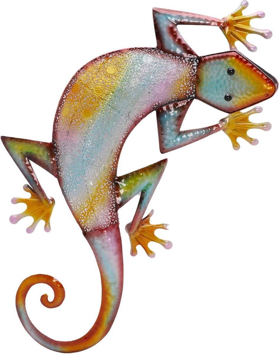 Metalen Reptiel Decoratie Hagedis Muurkunst Multicolor 57 cm