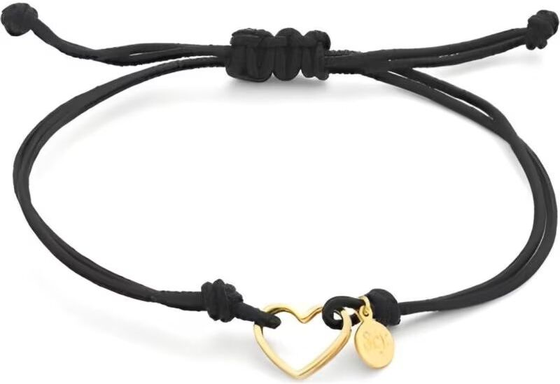 Pulsera Secrecy B3826cdaw7900 Con Corazón Y Cordón Negro 18cm Mujer