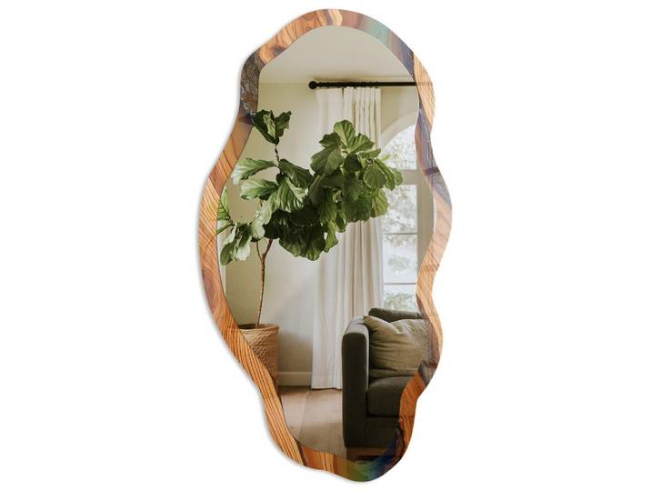 SPIEGEL 90x45 cm asymmetrisch mit Druck - Holzharz