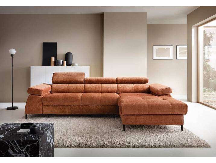Designer Sofa Cordoba I mit Schlaf- und Klappfunktion - Rechts - Chenille - Luxusbetten24