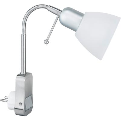 TRIO LEUCHTEN Steckdosenleuchte "Ligara", weiß (nickelfarben, weiß), 1, Leuchten, mit Flexarm, Schalter, Leuchtmittel tauschbar