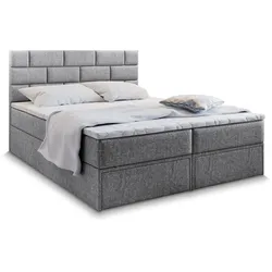 BOXBETT ARINOS 180x200 cm mit Matratze und Topper - Hellgrau