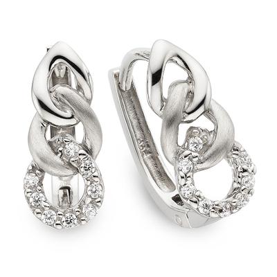 Paar Creolen FIRETTI "Schmuck, Geschenk, Creolen Silber rhodiniert, Panzerkettengliederung", silber (silberfarben, kristallweiß, kristallweiß), Ohrringe, Damen, Silber 925 (Sterlingsilber), mit Zirkonia (synth.)